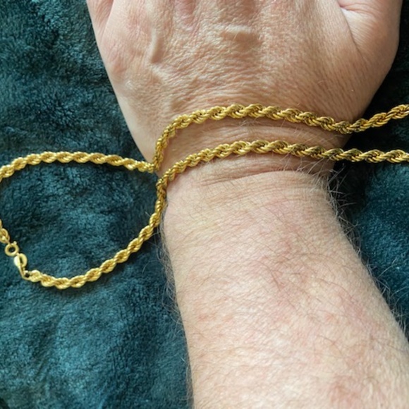 Gold Plated Rope Chain 26" Necklace - Picture 3 of 4